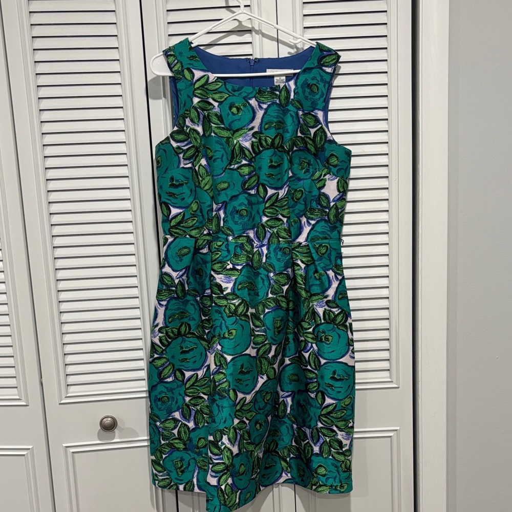 Liz Claiborne Green and Blue Floral Midi Dress